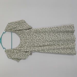 Altard State Green Ditsy Floral Babydoll  Spring Dress Lined Stretch Neckline  L